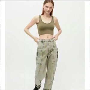 Urban Outfitters Green High Waisted Green Cargo Jeans Size Small